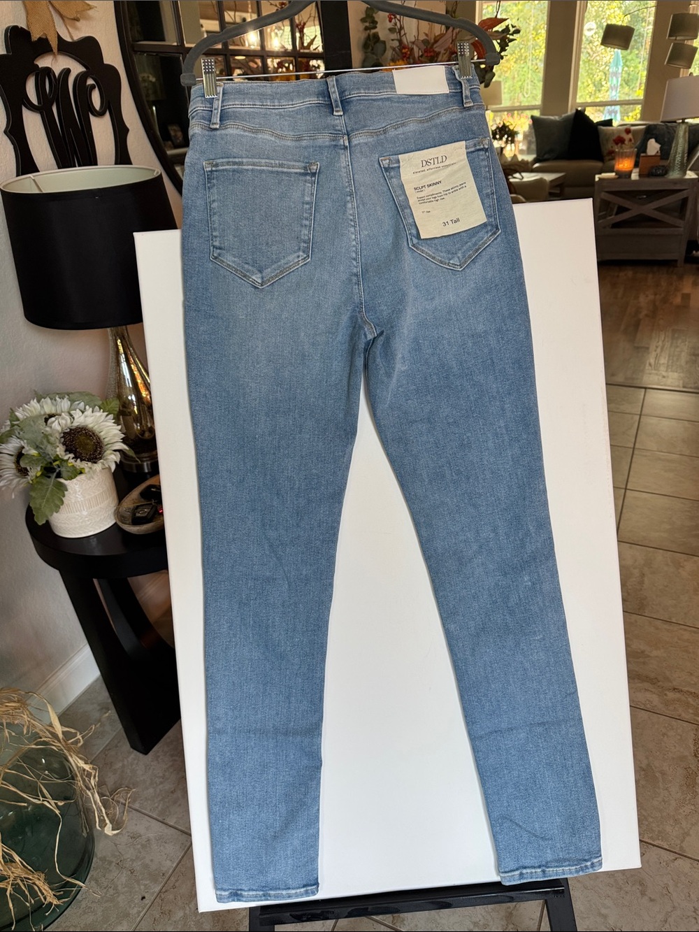 DSTLD Women's Light Blue High-Rise Skinny Jeans 31 Tall
